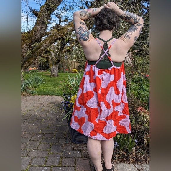 **BLACK** size 0X/X Ava & Viv plus size mod abstract print sun dress - Picture 6 of 7